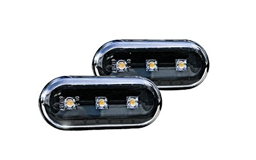 Intermitentes laterales LED transparentes, negros, ovalados, izquierdo + derecho, juego con certificado E, sin registro.