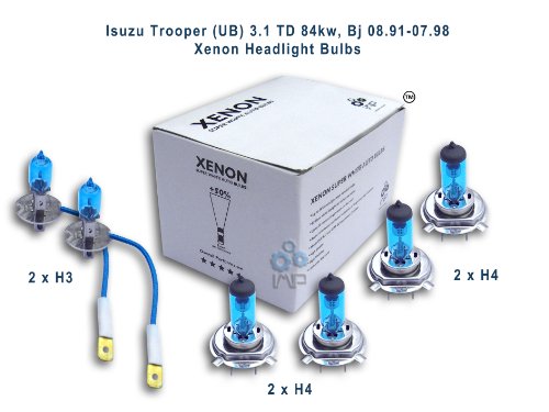 Isuzu Trooper (UB) 3.1 TD 84kw, Bj 08.91-07.98 Xenon Headlight Bulbs H3, H4, H4