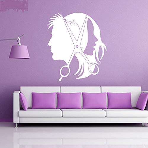 jiuyaomai Peluquería Peluquería Pegatinas de Pared Decoración para el hogar Salón de Belleza Corte de Cabello Vinilo Tatuajes de Pared Fondos de Pantalla extraíbles 1 44cmx50cm