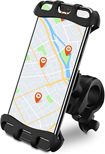 Keten Soporte Movil Bicicleta, Soporte Giratorio de 360​​° Desmontable de Silicona para Motocicleta/Scooter/Cochecito, Compatible con iPhone XXr XS MAX Samsung S9 + S10 + Plus (Negro)