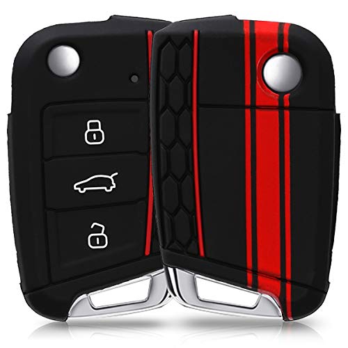 kwmobile Funda Compatible con VW Golf 7 MK7 Llave de Coche de 3 Botones - Carcasa Protectora Suave de Silicona - Rally