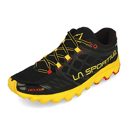 LA SPORTIVA Helios SR, Zapatillas de Mountain Running Hombre, Black/Yellow, 45.5 EU