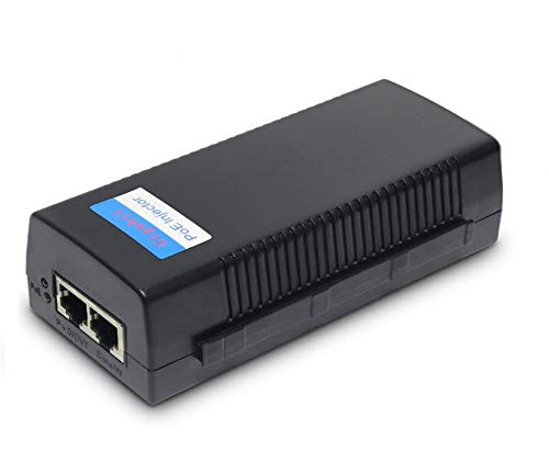 LEFTEK 30W PoE inyector 10/100/1000Mbps PoE+ adaptador divisor de conmutador de puerto Gigabit único IEEE802.3af compatible con Plug and Play PoE Fuente de alimentación para cámaras IP PoE hasta 100M