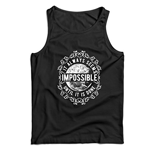 lepni.me Camisetas de Tirantes para Hombre Nunca te Rindas - Siempre Parece Imposible hasta Que se Haga, Motivacional - Citas Inspiradoras (XXXXX-Large Negro Multicolor)