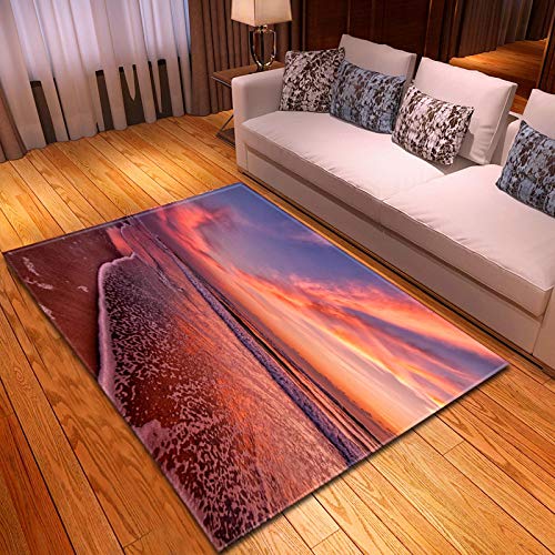 LGXINGLIyidian Alfombra Hermosa Playa Soleada con Cocoteros Alfombra Suave Antideslizante De Decoración del Hogar De Impresión 3D T-300E 120X180Cm