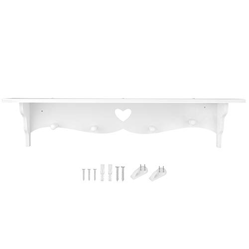 Libreria Blanca,Regalos de abril Estante de pared fácil de instalar, 23.2 x 3.9 x 5.1in Estante de pared de almacenamiento blanco, Libros Soporte de plantas pequeñas Forma de amor hueca para la habit