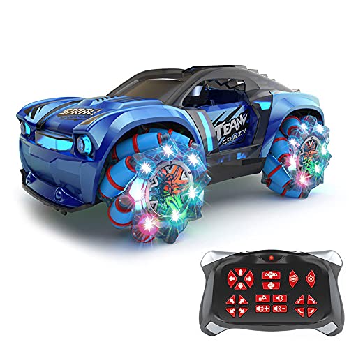 LINXIANG Coche de juguete a escala 1:16, coche de carreras paralelo a la deriva de 2,4G, coche de control remoto todoterreno con tracción en las cuatro ruedas con luces LED, coche de acrobacias girato