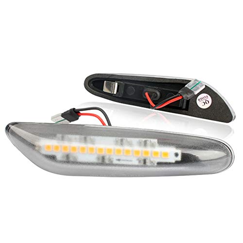 LUKUCEA Intermitentes Laterales LED Lámpara de Intermitente LED ámbar 18 SMD Compatible con BM-W E46 E36 E90 E60 E81, E82, E87, E88, E93, E84, E83, E53,White Shell