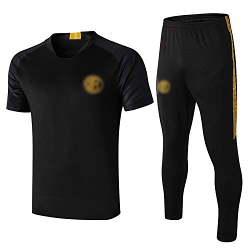 LXZ 19-20 Inter Milan Fútbol Traje de Entrenamiento de Manga Corta de Manga Corta Traje de Entrenamiento Transpirable Traje Polo Transpirable y Secado rápido (Camiseta + XL