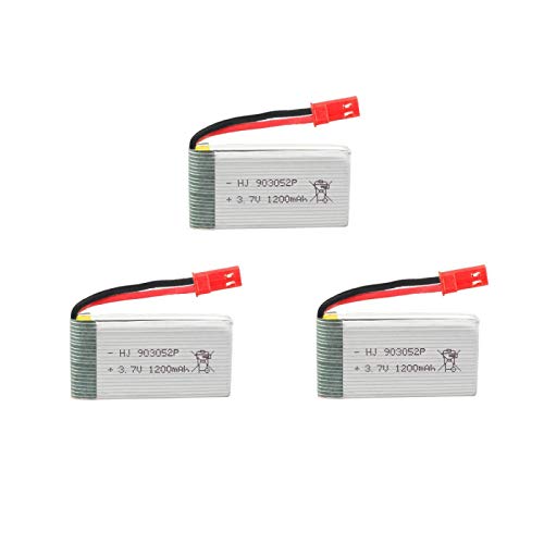 MeGgyc Batería de lipo de 3,7 V 1200 mAh para HQ898B HQ859B H11D H11C T64 T04 T05 F28 F29 T56 T57 RC Drone 903052 batería recargable 3 piezas