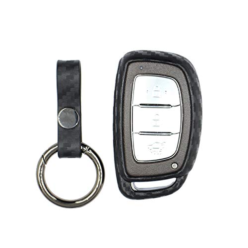 M.JVisun Llave del Coche Suave Caucho Silicona Funda Protectora Adecuado para Hyundai Verna Style Elantra Mistra Sonata 9 Tucson ix25 ix35 - Negro - Ronda Llavero