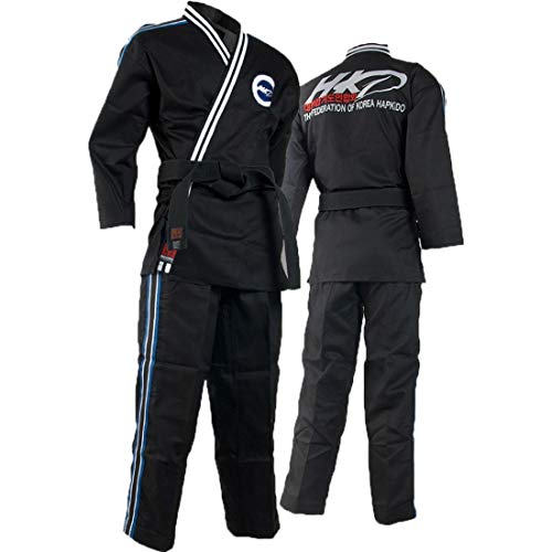 Mooto Uniforme de la federación Hapkido de Corea para Hombre 200 (US6) (6.23-6.56ft o 190-200cm) Negro