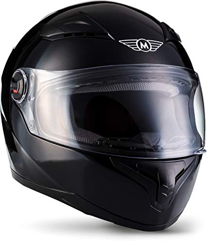 MOTO X86 Casco Integrale Motocicleta, ECE certificado, Visera incluyendo Bolsa de Casco, L (59-60cm), Gloss Negro