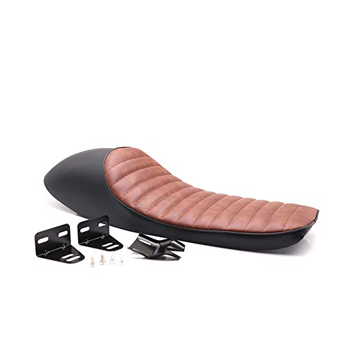 Motocicleta Universal Vintage Hump Saddle Seat Cafe Racer para Honda CB 100 200T 350400550750 SR400 (Marrón + Negro)