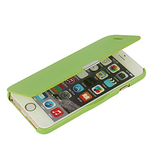 MTRONX para Funda iPhone 6, Funda iPhone 6s, Cover Cover Carcasa Caso Ultra Folio Flip Cuero Delgado Piel con Cierre Magnetico para Apple iPhone 6 iPhone 6s - Verde(MG-GN)