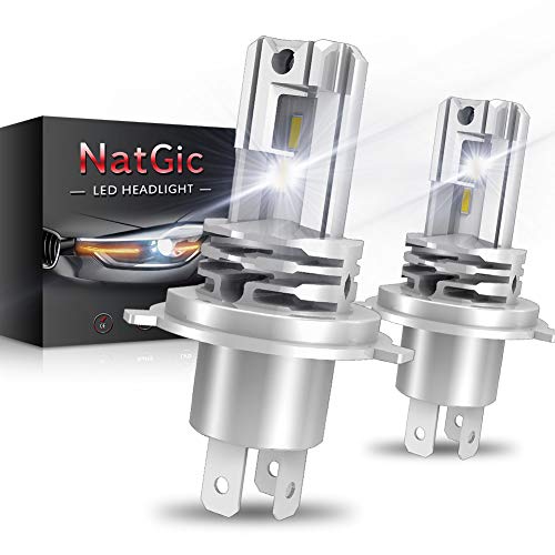 NATGIC H4 9003 HB2 LED Bombillas Antiniebla 55W para Luz de Conducción Diurna Lámpara de Conducción 3200LM y 6500K Xenón Blanco DC 9V - 32V 2 Años de Garantía (Paquete de 2)