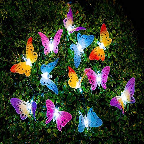 N\C 12/20 LED luz de Mariposa Solar jardín luz Exterior Impermeable Multicolor Fibra óptica luz Decorativa jardín césped, Utilizado para iluminación Exterior, hogar, jardín, terraza, Fiesta de césped