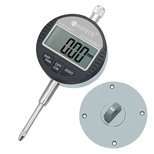 Neoteck Indicador Digital 0.01/0.0005'' 25.4mm Reloj Comparador Calibre Digital Medición del Dial Indicador de Sonda Digital Rango 0-25.4mm / 1'' Indicador de Prueba de Dial Indicador Electrónico