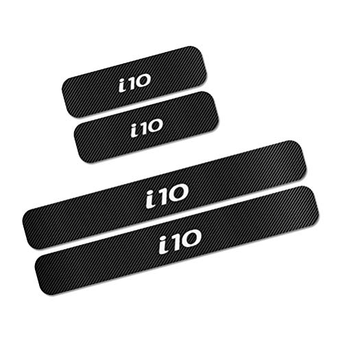 NTUOO 4Pcs Pegatinas Umbral Coche Fibra Carbono, para Hyundai i10 Parachoques Threshold Pedal Arañazos Resistente Película Calcomanías, Auto Estilo Accesorios