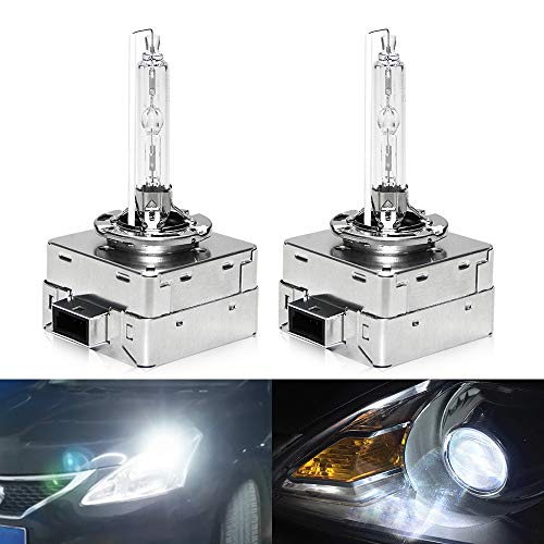 OPPULITE D1S Xenón Bombilla Auto HID Lámpara, 35W Kit de reemplazo de lámpara de xenón HID, 12V Coche 6000K White Xtreme Vision, Paquete de 2