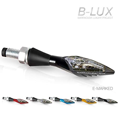 Par de intermitentes X-LED B-Lux Barracuda para moto, color negro, homologados en metal