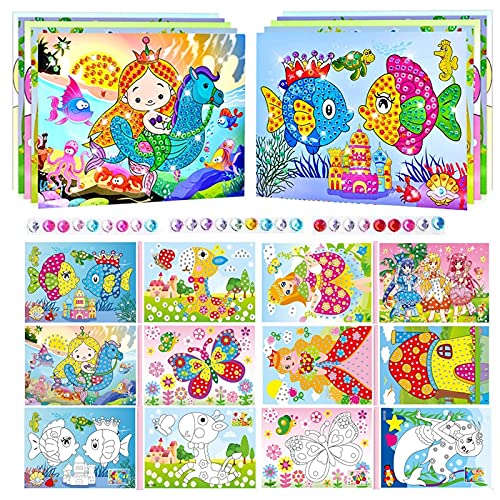 PMSMT 4 unids/Lote DIY Pegatinas de Diamantes Collar de Cristal Hecho a Mano Mosaico Pintura Rompecabezas Juguetes para niños niños niñas Pegatinas de Doble Cara