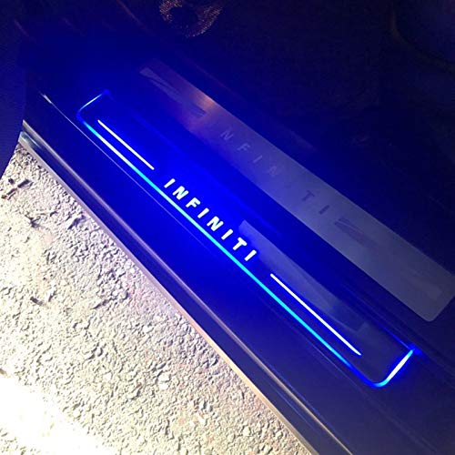 Protectores de umbral de puerta de coche LED coche travesaño de la puerta compatible con Infiniti Q50 Q70 QX70 FX35 FX37 FX30 FX50 G37 QX80 QX60 ultrafina dinámico Bienvenido desgaste Luz Placa Pedal