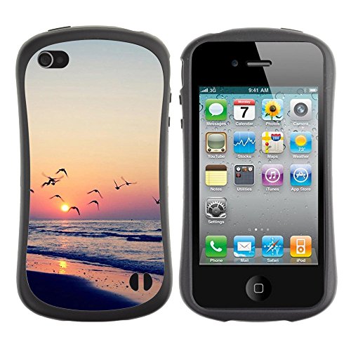 Pulsar iFace Series TPU Silicona Carcasa Funda Case para Apple iPhone 4 / iPhone 4S, Sunset Sea Beautiful Nature 23