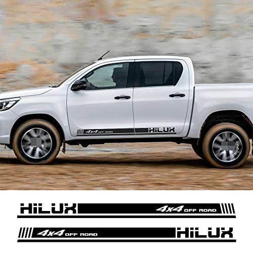 Qwldmj 2 uds Carreras 4x4 calcomanías Todoterreno Puerta de Coche Rayas Laterales Pegatinas para Toyota Hilux Auto decoración del Cuerpo Vinilo película calcomanías Accesorios