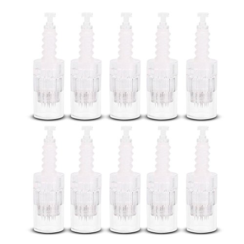 Reemplazo de 12 pines Micro-agujas Nano Needles Head Cartuchos para Electric Auto Micro Stamp Derma Pen, Herramienta de tratamiento de eliminación de cicatriz, 10Pcs Tamaño universal