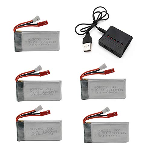 RFGTYH Batería Lipo de 3,7 v 1200 mAh, para Syma X5SC X5 X5SW M18 H5P H11D H11C T64 T04 F28 F29 T56 T57 HQ-859B 898B Batería de helicóptero Dron Burgundy