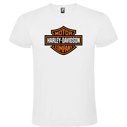 ROLY Camiseta Blanca con Logotipo de Harley Davidson Hombre 100% Algodón Tallas S M L XL XXL Mangas Cortas (XXL)