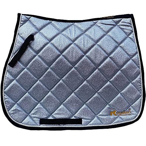 Royalian Caballo antideslizante Doma Glitter Saddle Pad Equestrian Bareback Riding Tapis de venta para todos los fines Equitación Fácil de instalar Calidad firme y duradera (Plata)