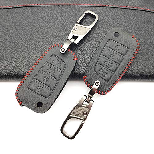 RWJFH Funda para Llave de Coche, 4 Botones, Cartera remota para Llave de Coche para Hyundai Solaris i40 i30 i35 Elantra Tucson 2 Kona 2015 2016 2017 2018