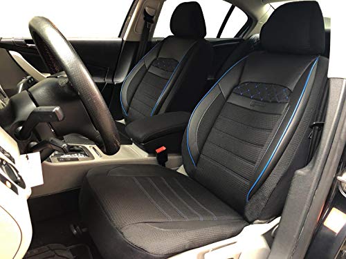 seatcovers by k-maniac V2311793 Hyundai Getz universales, Color Negro y Azul, Juego de Fundas para Asientos Delanteros, Accesorios para el Interior del Coche