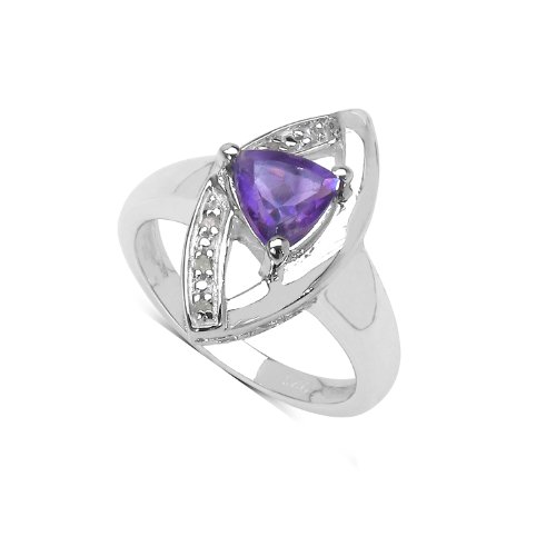 Silvancé - Anillo de mujer - plata esterlina 925 bañada en rodio - auténtico piedras preciosas: Amethyst ca. 0.67ct. - R10352AWD_SSR / Gr. 60 (19.1)