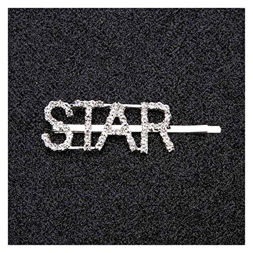 Srfghjs Pinzas Pelo 1pc Brillante Letra Horquillas Cristal Brillante pedrería Letras Clips de Pelo Mujeres Herramienta de Estilo de peluquería de Diamante Accesorios (Color : Star)