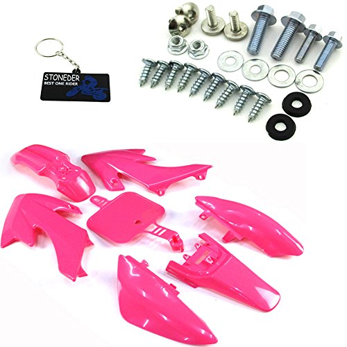 STONEDER Kit de guardabarros de cuerpo rosa + tornillos de montaje para Honda XR CRF 50 Pit Trail Bike