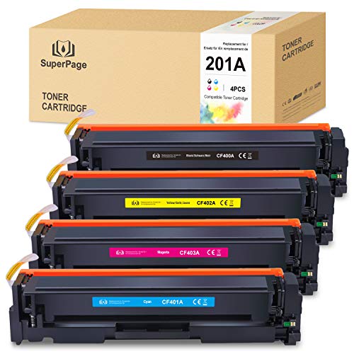 Superpage Compatible Cartucho de tóner HP 201A 201X CF400A CF400X para HP Color Laserjet Pro MFP M277DW M252DW M277N Laserjet Pro M252N M274N M252 M252DN(1Negro 1Cian 1Magenta 1Amarillo)