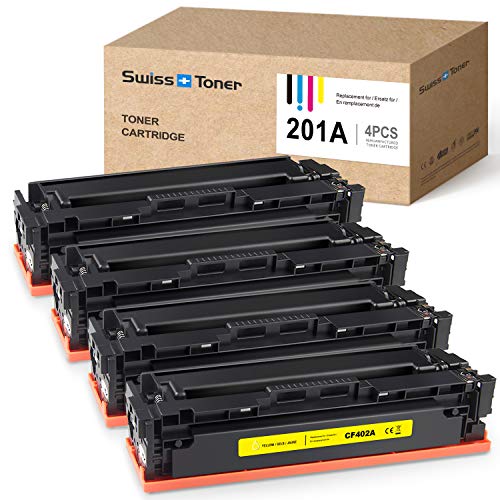 SWISS TONER CF400A Cartuchos de tóner Compatible con HP 201A 201X CF400X para HP Color Laserjet Pro M277DW M277N M252DW M252N M274N M250 M252 M252DN M270 MFP M274N M274DN, Negro/Cian/Magenta/Amarillo