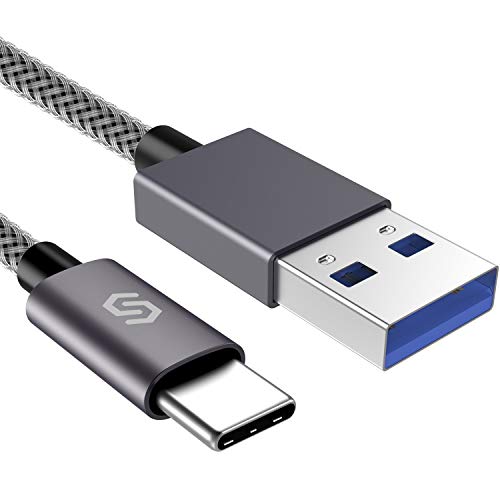 Syncwire Cable de carga USB C a USB 3.0, 2 m, rápido USB tipo C para dispositivos tipo C, Samsung Galaxy S8/S9/S10, Huawei P20/P10/P30/P9, HTC 10/U11, Nexus 5X/6P, OnePlus 2 y más, nailon gris