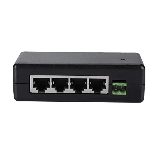 Tangxi Inyector de Alimentación, 4 Puertos PoE Fuente de Alimentación Inyector 12V-48V PC/Hub/Switc/Router PoE Adaptador de alimentación Ethernet con IEEE802.3af / 802at para cámara IP