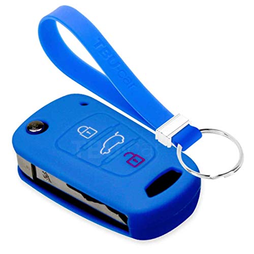 TBU car Funda Carcasa Llave Compatible con Hyundai - Funda de Silicona - Cover de Llave Coche - Azul