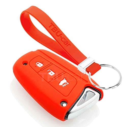 TBU car Funda Carcasa Llave Compatible con Hyundai - Funda de Silicona - Cover de Llave Coche - Rojo