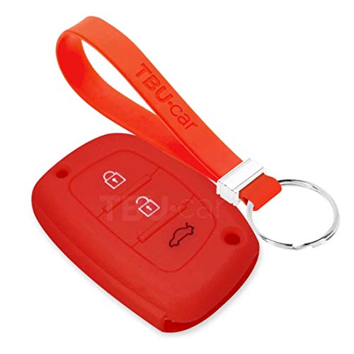 TBU car Funda Carcasa Llave Compatible con Hyundai - Funda de Silicona - Cover de Llave Coche - Rojo