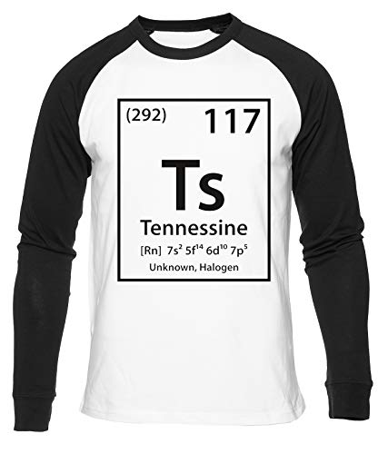 Tennessine Element Unknown Halogen Camiseta De Béisbol Hombres Mujeres Unisex Blanco Cuello Redondo Manga Larga Algodon Organico tee Baseball T-Shirt Unisex White L