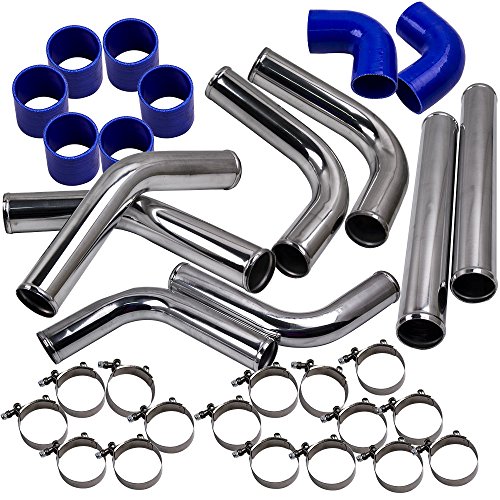 Tuningsworld 16pcs Kit Tubo Intercooler Turbocompresor 2.5" Aluminio 6061 Tubería Manguera