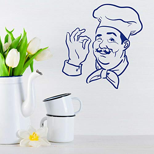 WERWN Pegatinas de Pared de Dibujos Animados de Chef, Papel Tapiz Divertido con Gestos para Puertas y Ventanas, Pegatinas de Vinilo para Restaurante, Cocina, Comedor, decoración de Interiores