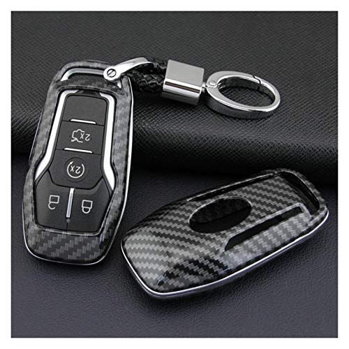 WOAIWO LingDian 2019 Top Fashion Fibra de Carbono Cubierta de Llave Inteligente Hard Fit para Ford Lincoln Accessories Cadena Funda Holder Wholesale Entrega rápida CSV (Color Name : Black)