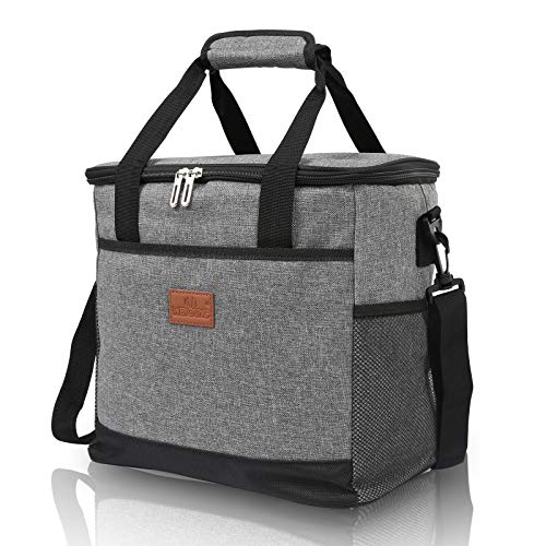 wolketon 25L Nevera Portatil Bolsa Térmica Comida Multiuso Caja De Almuerzo para Hombres,Mujeres, Gris Bolsa Isotermica de Almuerzo para Playa Picnic Camping Barbacoa